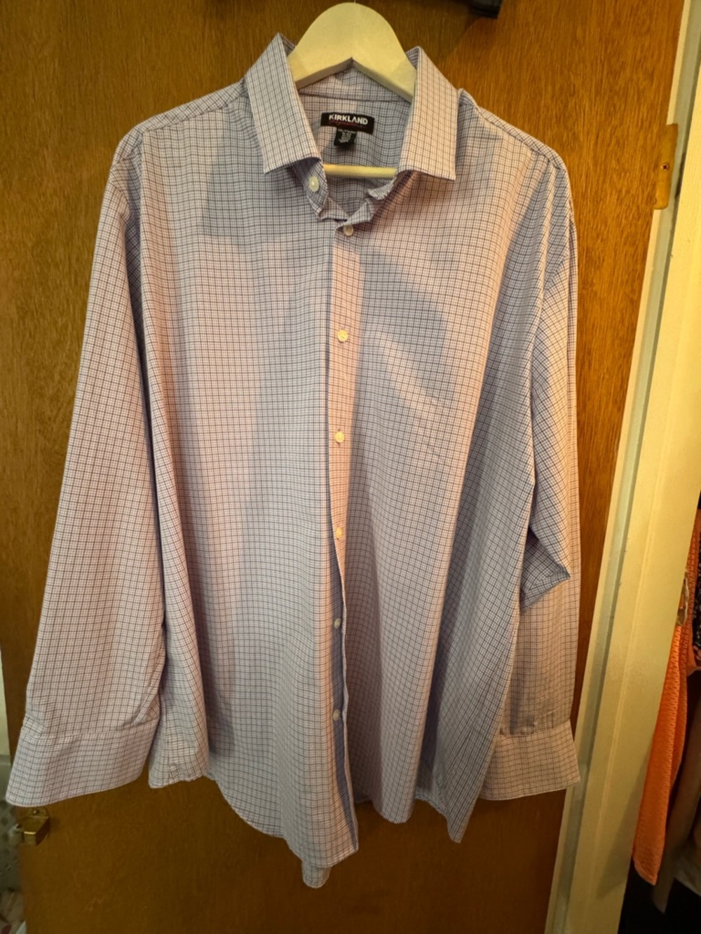 Kirkland Signature Light Blue Grid Check Dress Shirt
